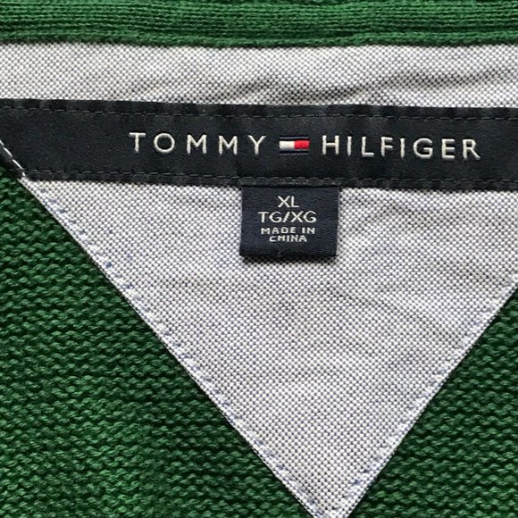 Tommy Hilfiger Green Blue Cardigan Sweater Mens Size XL X-Large Stripes Full Zip - Picture 9 of 16